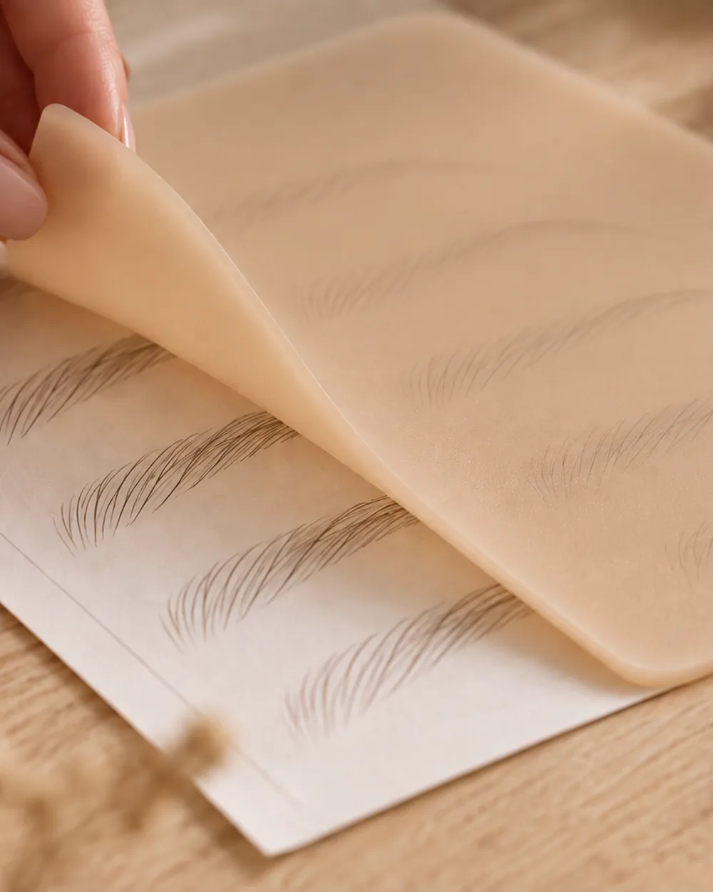Life-size stencil under synthetic practice skin